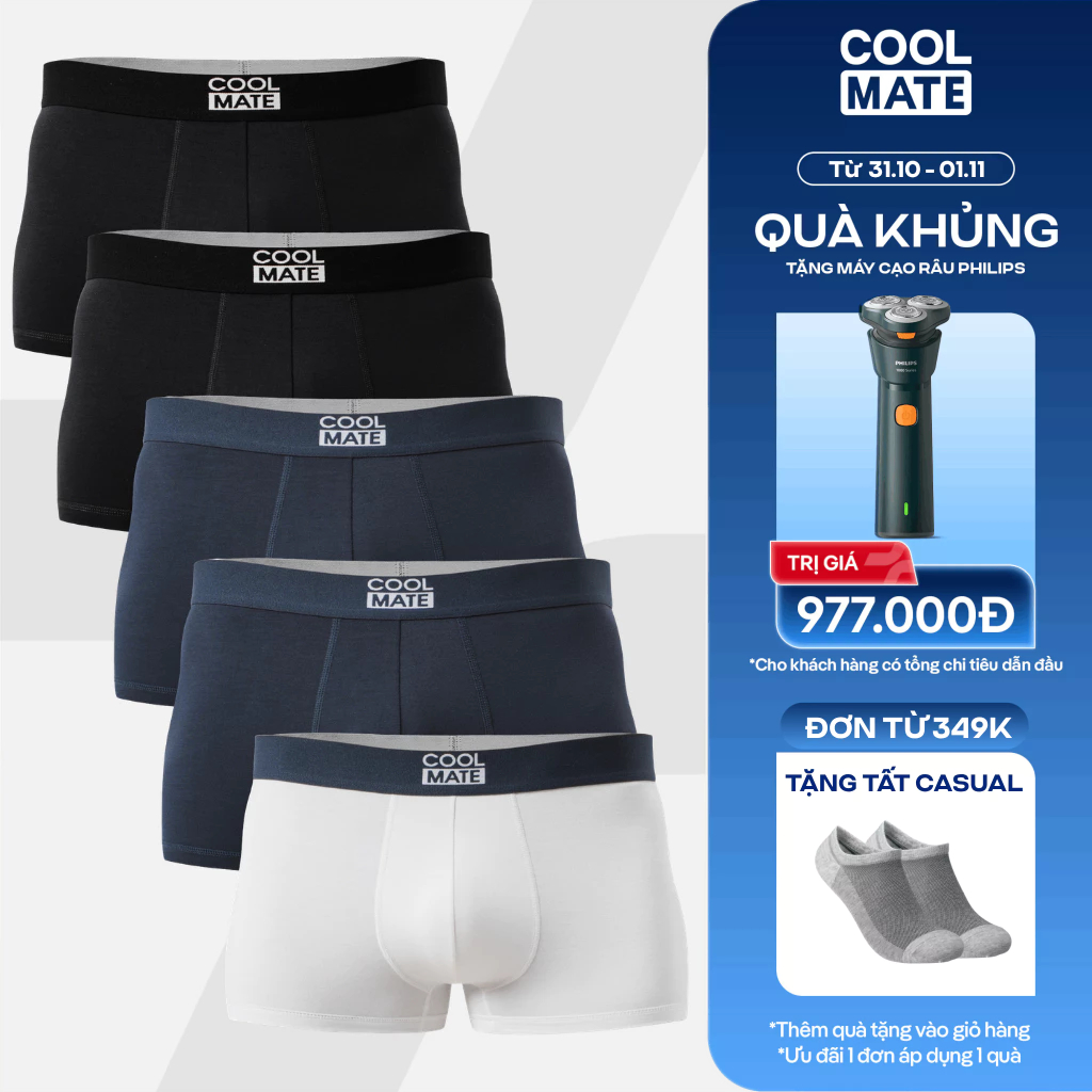 [31.10 TẶNG QUÀĐƠN 349K]Combo 5 quần lót sịp nam Trunk Bamboo Lenzing Modal Airmesh mềm mại kháng khuẩn khử mùi Coolmate