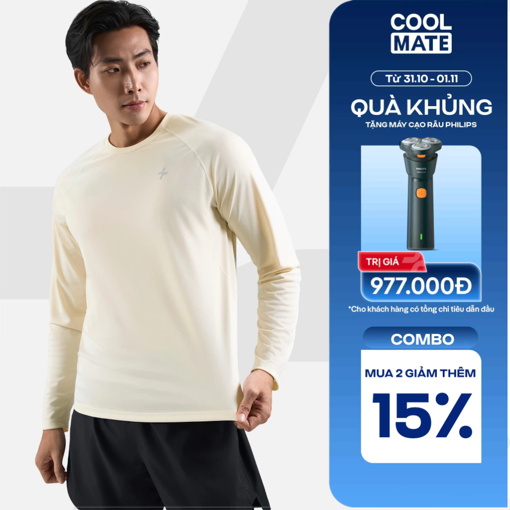 [31.10 MUA 2 GIẢM 15%][MỚI]Áo thun nam Regular Fit Flex Move thể thao co giãn, thấm hút, áo dài tay đa năng Coolmate
