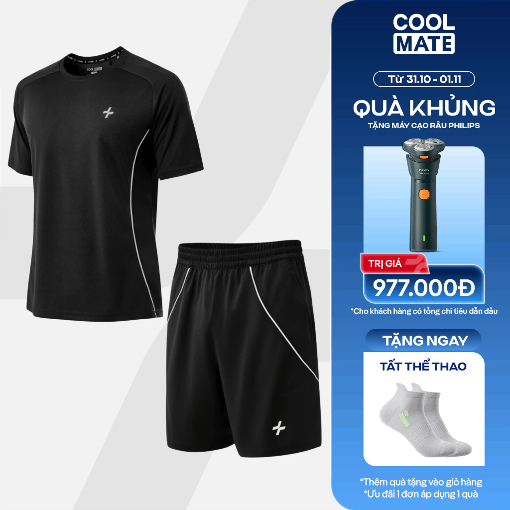 [31.10 TẶNG TẤT]Set bộ đồ quần áo thể thao nam pickleball FlexLine Active Thoáng khí thấm hút tốt Coolmate