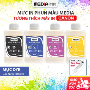 Mực Dye Nước Canon Pixma Media Cho Máy In Phun G1020 G2020 G3020 Sắc Nét Bền Màu Chai 100ml