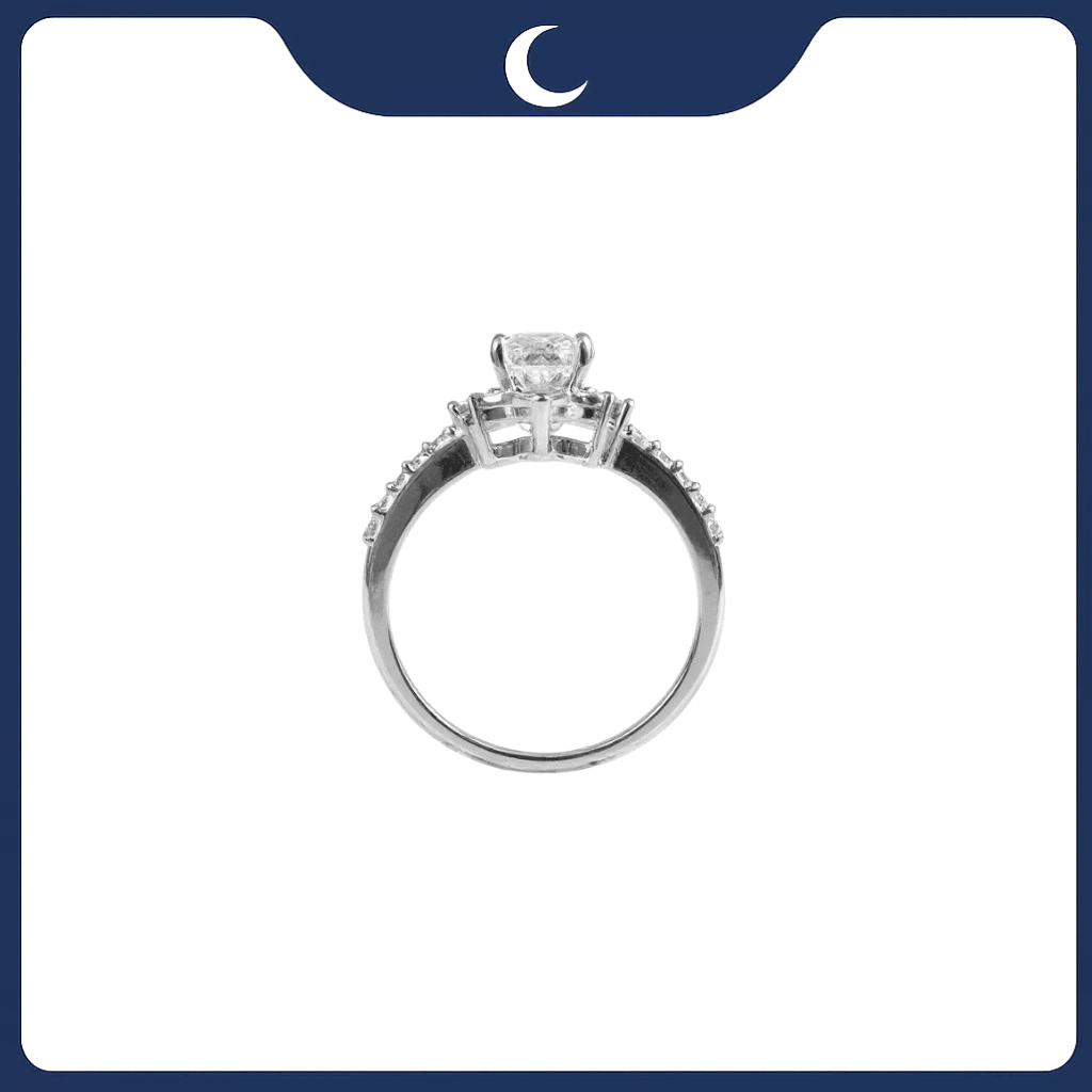 Nhẫn hoa Luna Jewelry đá Moissanite đai chéo tiểu thư