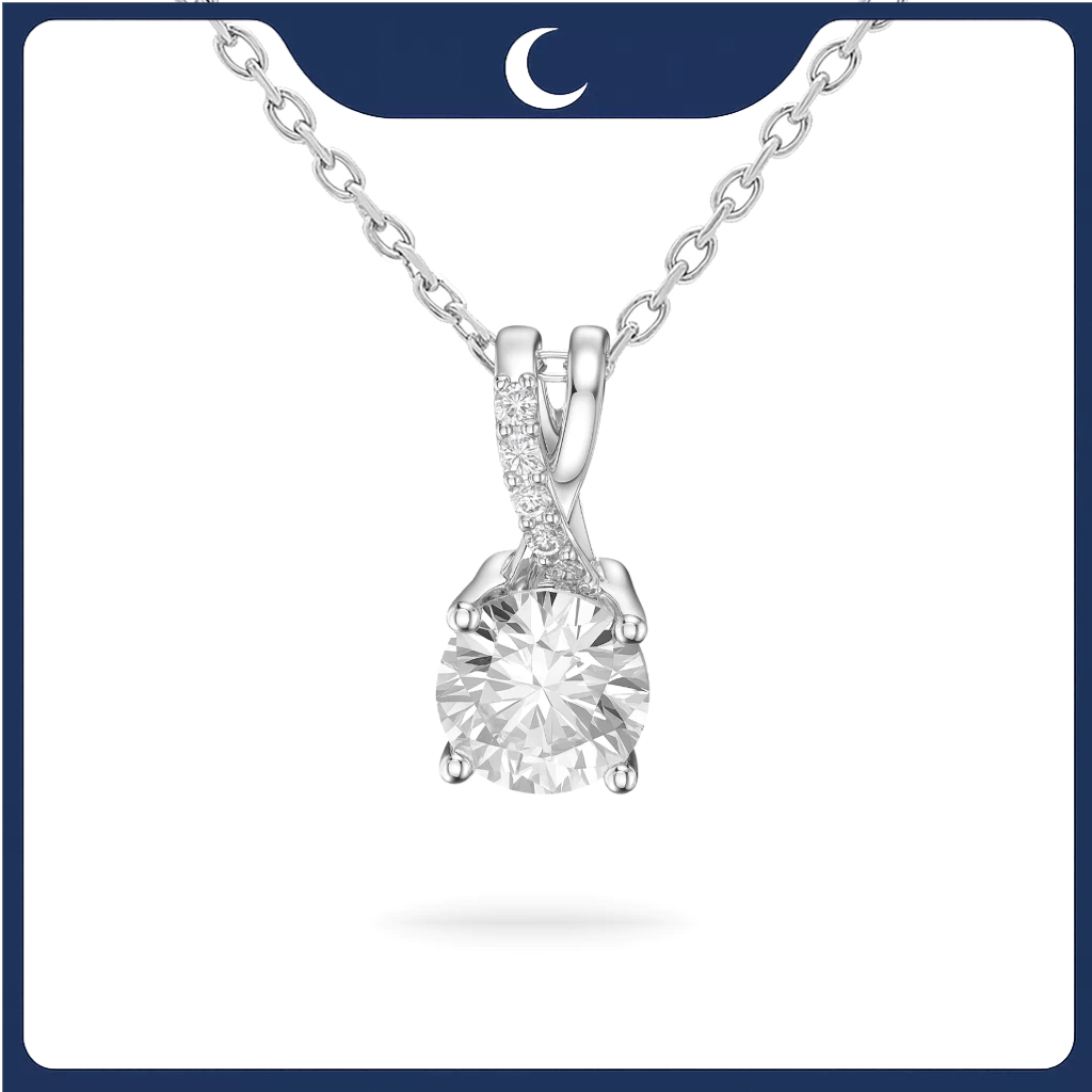 Mặt dây chuyền bạc 925 Đá CZ móc đôi đính đá Luna Jewelry