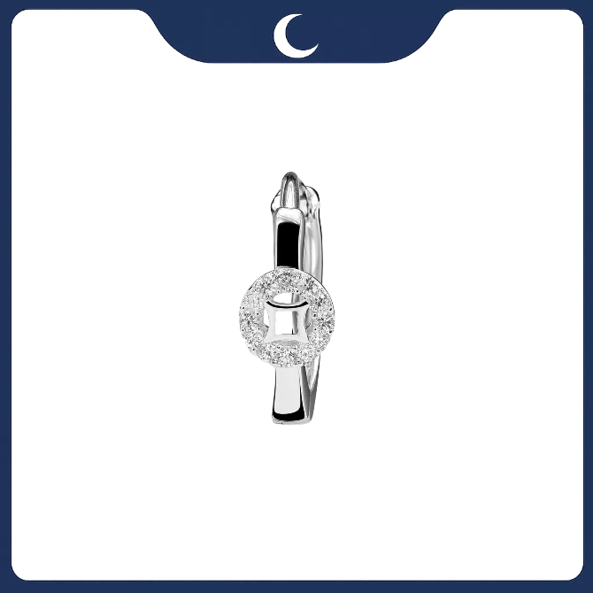 Khuyên tai bạc 925 Luna Jewelry dạng khoen kim tiền may mắn