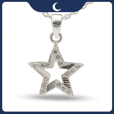 Mặt dây chuyền bạc 925 ngôi sao nạm đá Luna Jewelry