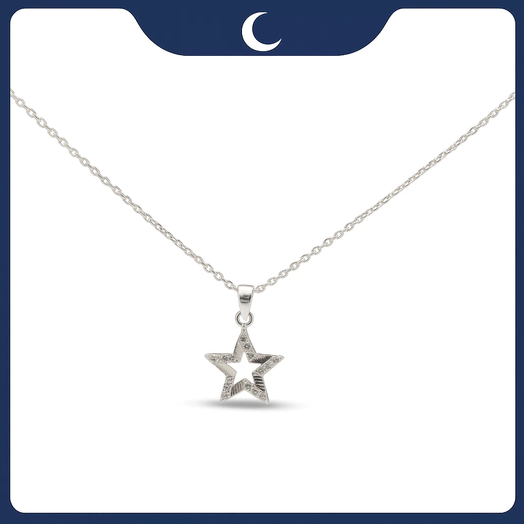 Mặt dây chuyền bạc 925 ngôi sao nạm đá Luna Jewelry