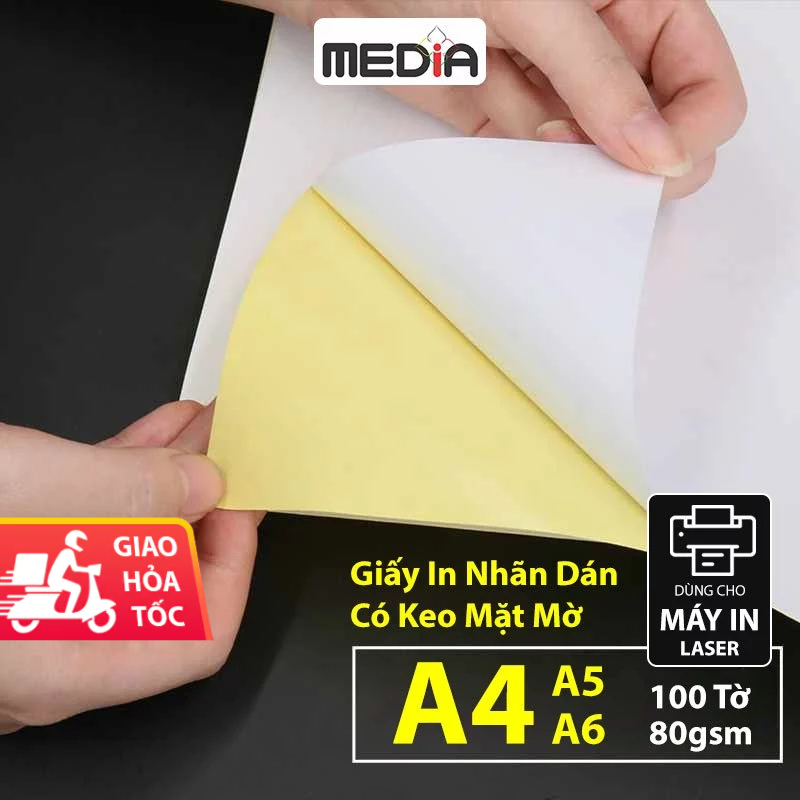 Giấy Decal A4 Media Mặt Mờ 100 Tờ 80gsm Giấy In Decal A5/A6 Nhãn Dán ...