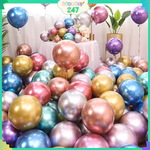 Mix 100 Bóng Bay Siêu Nhũ 25cm, Bong Bóng Cao Su Siêu Nhũ Trộn Đủ Màu Trang Trí Sinh Nhật, Cưới Hỏi BB6