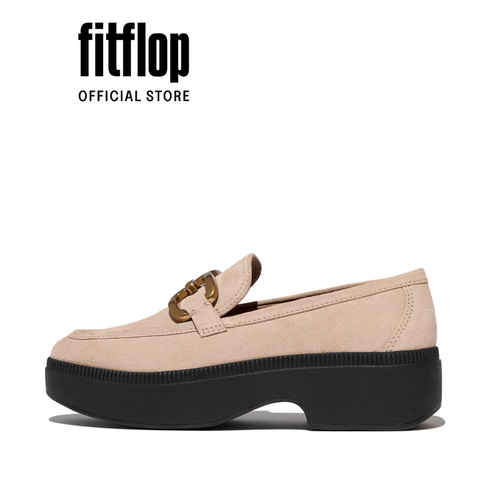 Giày Loafer Nữ F-LUMA SQUARE-CHAIN SUEDE DEMI-WEDGE E3U-B41