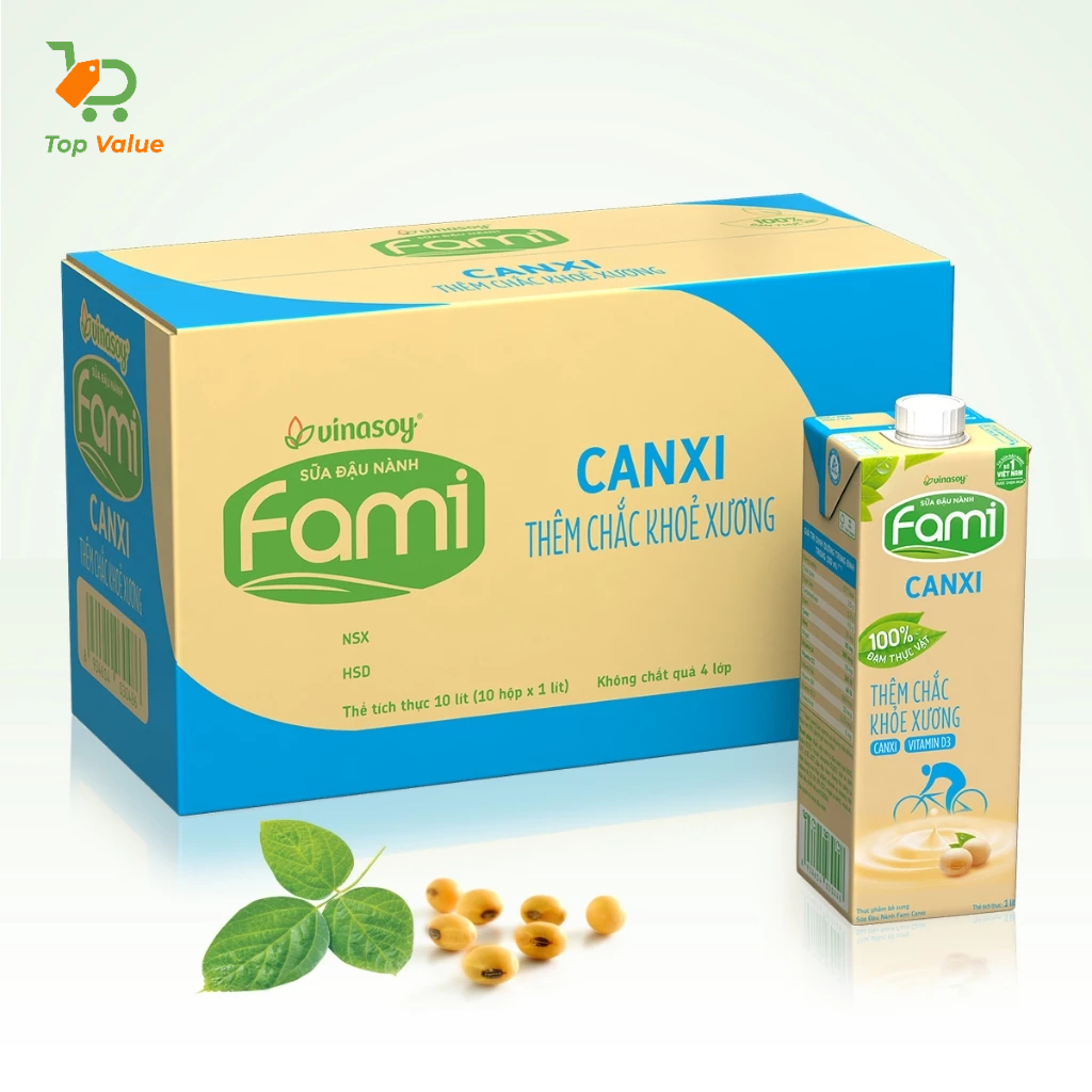 [Top Value] Thùng 10 Hộp Sữa Đậu Nành Fami Canxi (1000ml/Hộp) | Shopee ...