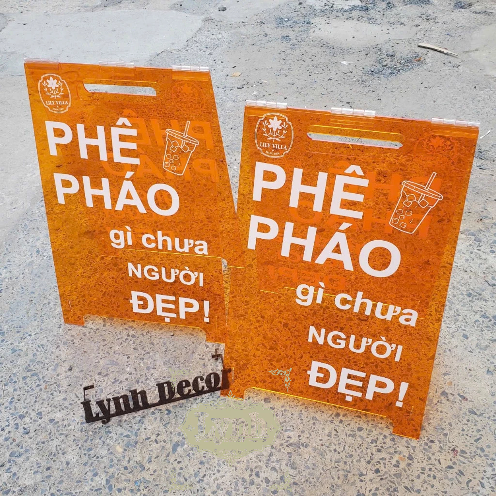 Standee Mica Chữ A Ngoài Trời,Miễn phí thiết kế  in UV theo yêu cầu , kích thước 40x60cm - Lynhdecor
