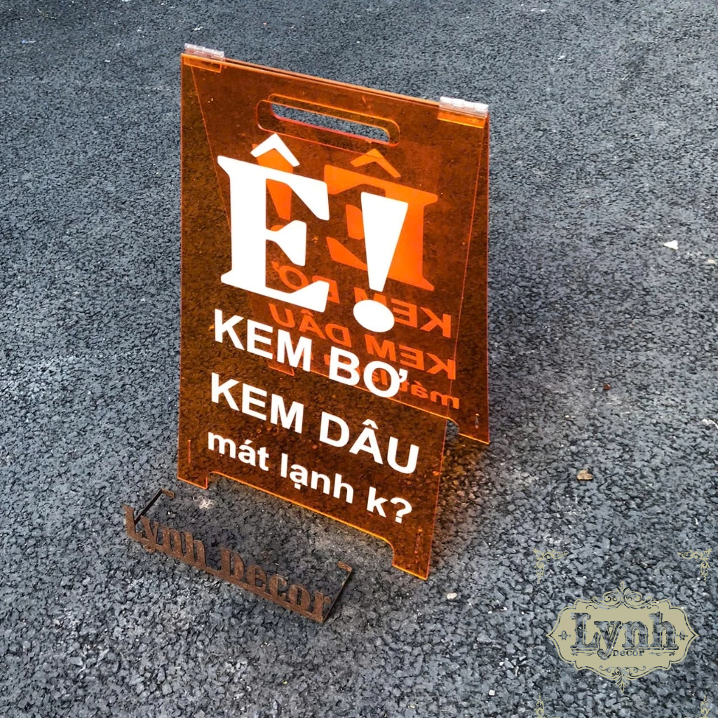 Standee Mica Chữ A Ngoài Trời,Miễn phí thiết kế  in UV theo yêu cầu , kích thước 40x60cm - Lynhdecor