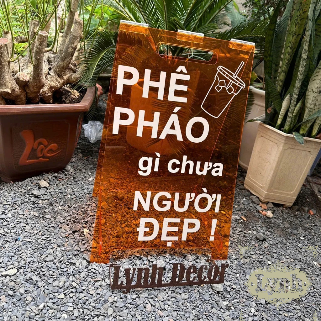 Standee Mica Chữ A Ngoài Trời,Miễn phí thiết kế  in UV theo yêu cầu , kích thước 40x60cm - Lynhdecor