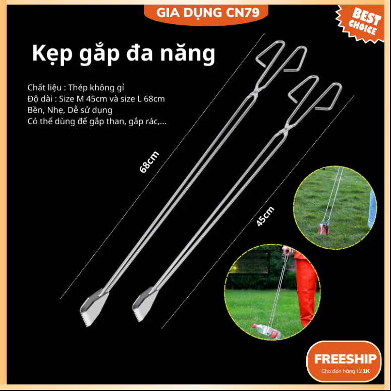 Kẹp Gắp Rác Dã Ngoại Chất Liệu Thép Không Gỉ Tiện Lợi, Kẹp Gắp Than ...