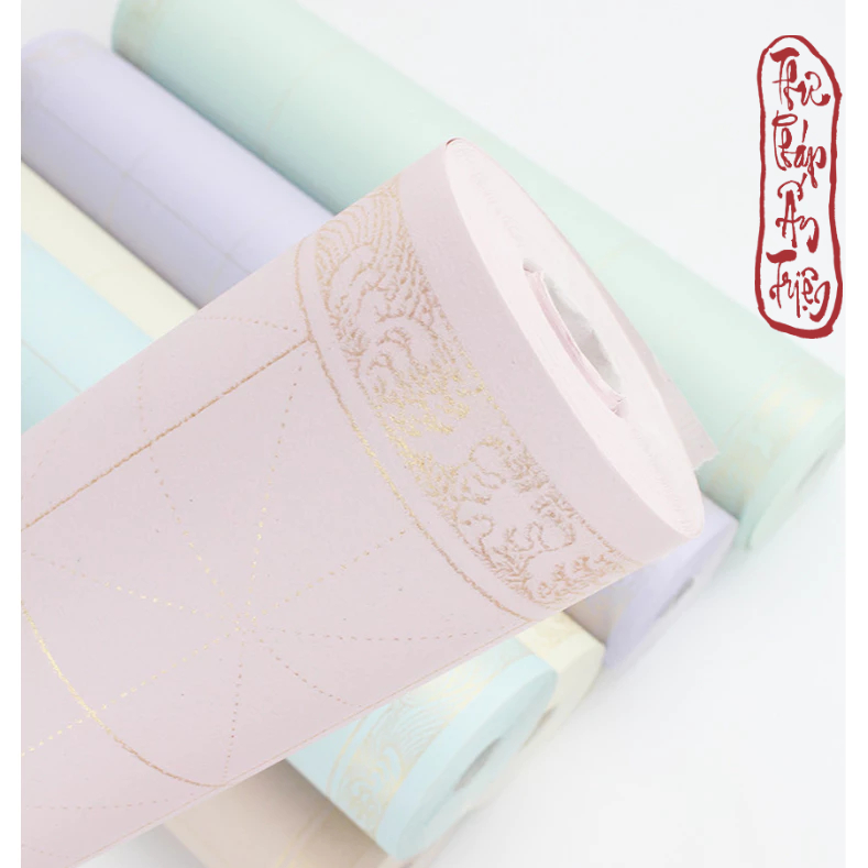 20 mét Giấy Xuyến Chỉ Kẻ Ô Mễ Nhuộm Sáp Viền Hoa Văn Bán Sinh Bán Thục Luyện Thư Pháp Hán Việt