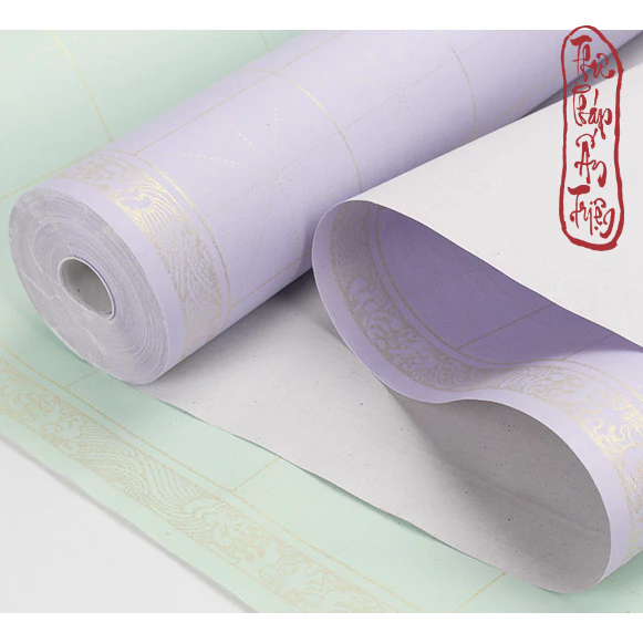 20 mét Giấy Xuyến Chỉ Kẻ Ô Mễ Nhuộm Sáp Viền Hoa Văn Bán Sinh Bán Thục Luyện Thư Pháp Hán Việt