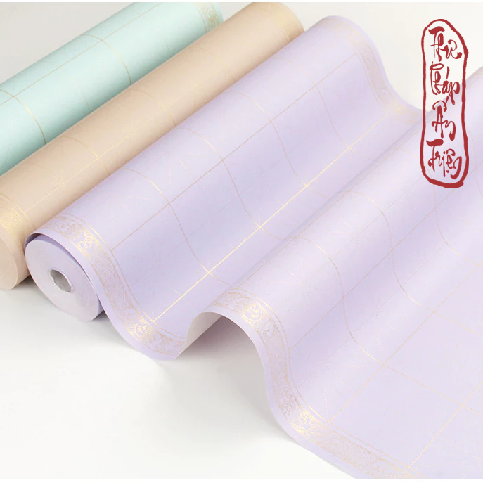 20 mét Giấy Xuyến Chỉ Kẻ Ô Mễ  Bán Sinh Bán Thục Nhuộm Sáp Viền Hoa Văn Luyện Thư Pháp Hán Việt