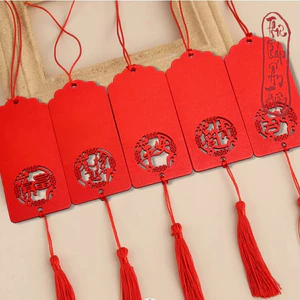 TPAT Thẻ Gỗ Viết Chữ Thư Pháp Treo Trang Trí Có Dây Tua Rua TPAT