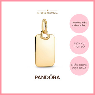 Mặt Dây Chuyền Pandora Mạ Vàng 14K Chữ Nhật Khắc Chữ