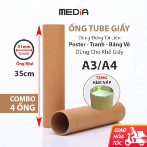 Ống Giấy Tube Dài 35cm Đựng Poster A3/A4 Ống Nhỏ Lỗ ø51mm (2 inch) Ống Tube Giấy Để Bảng Vẽ Tranh