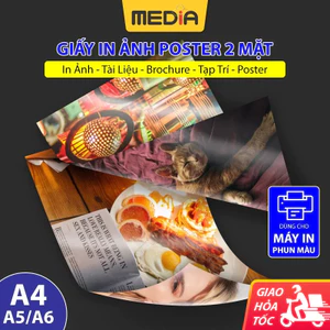 Giấy In Ảnh A4/A5 Media Couche Bóng 2 Mặt In 50 Tờ, Giấy In Màu Brochure Tờ Rơi, Thực Đơn, Giấy Khen