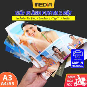 Giấy In Ảnh A4/A3 Media Couche Bóng 2 Mặt In 50 Tờ, Giấy In Phun Màu Poster Catalogue Tạp Trí