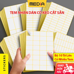 Decal Giấy A5 Media Xấp 10 Tờ Sticker, Giấy In Tem Nhãn Miếng Dán Decal Media Dán Bàn Học Decal Tomy