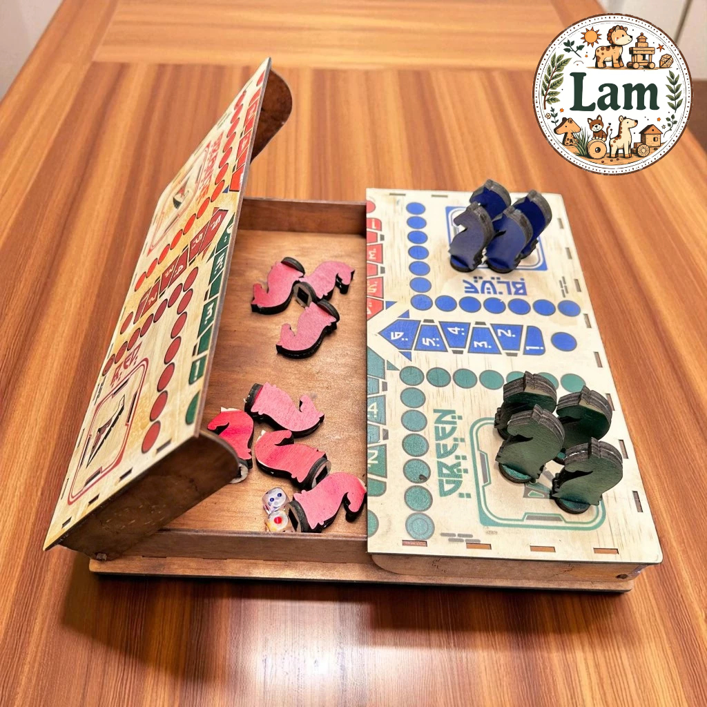 Bộ Cờ Cá Ngựa Gỗ Thiết Kế 3D Sang Trọng ,Trò Chơi Gia Đình, Bạn Bè |LAMGift  Free khắc tên  yêu cầu