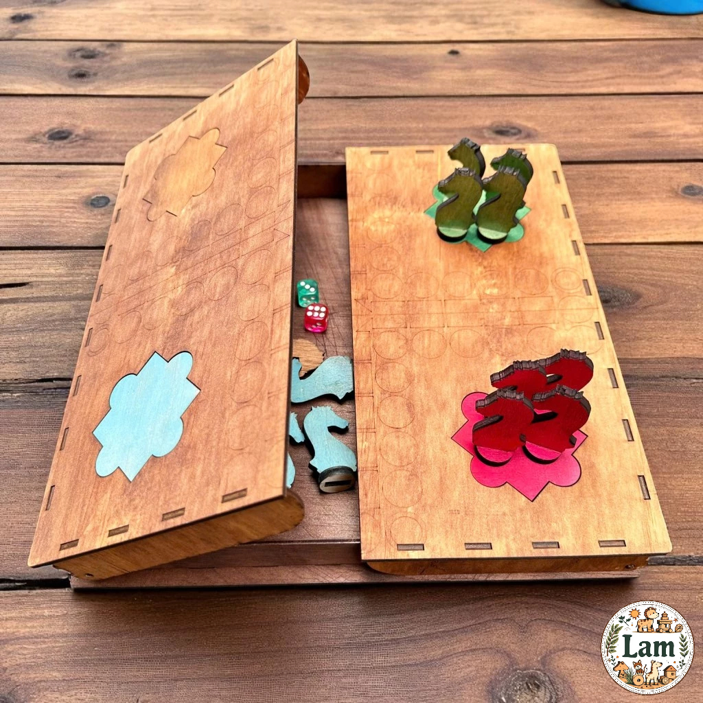 Cờ Cá Ngựa Bằng Gỗ Plywood 5mm,có hộp gỗ | LAM miễn phí khắc tên theo yêu cầu làm quà tặng lưu niệm