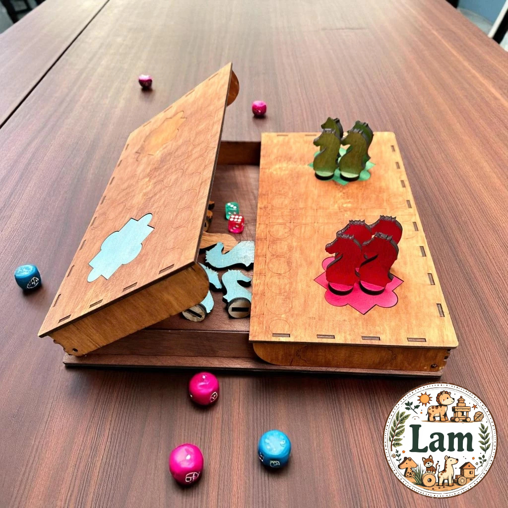 Cờ Cá Ngựa Bằng Gỗ Plywood 5mm,có hộp gỗ | LAM miễn phí khắc tên theo yêu cầu làm quà tặng lưu niệm