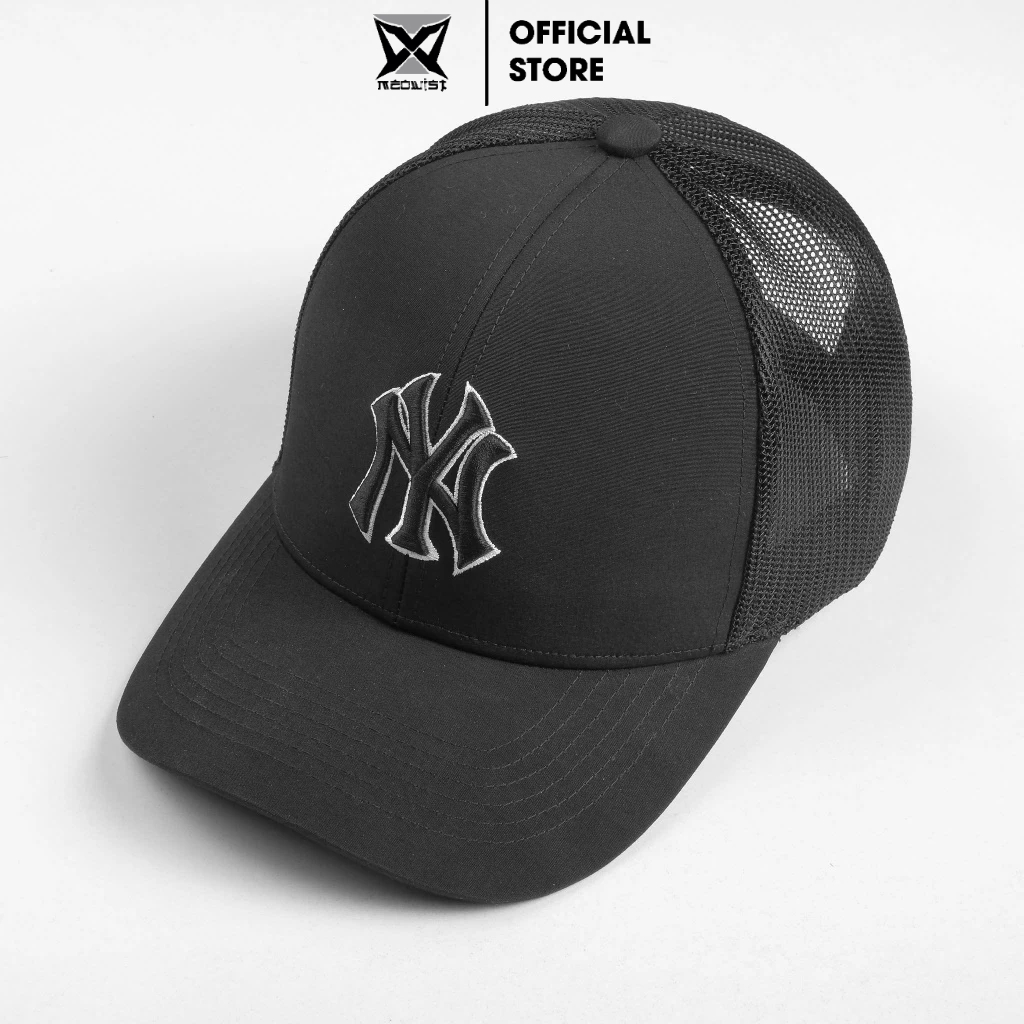 Mũ Nón lưỡi trai MLB Meowist Unisex Black Mesh Logo NY ,nón lưỡi trai Hàn Quốc