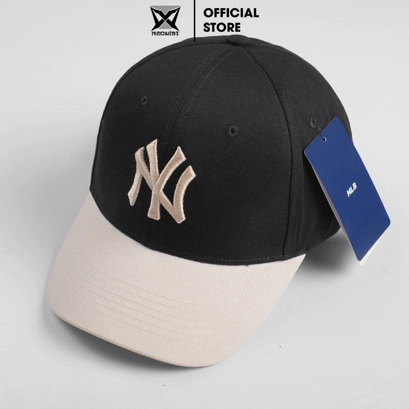 Mũ Nón Lưỡi Trai MLB Meowist Black Cream Logo NY chất liệu vải Kaki , Thể Thao, Thời Trang, Cá Tính