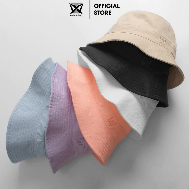mũ Nón buckets Unisex chất liệu vải Kaki thêu logo Meowish ,nón lưỡi trai Hàn Quốc