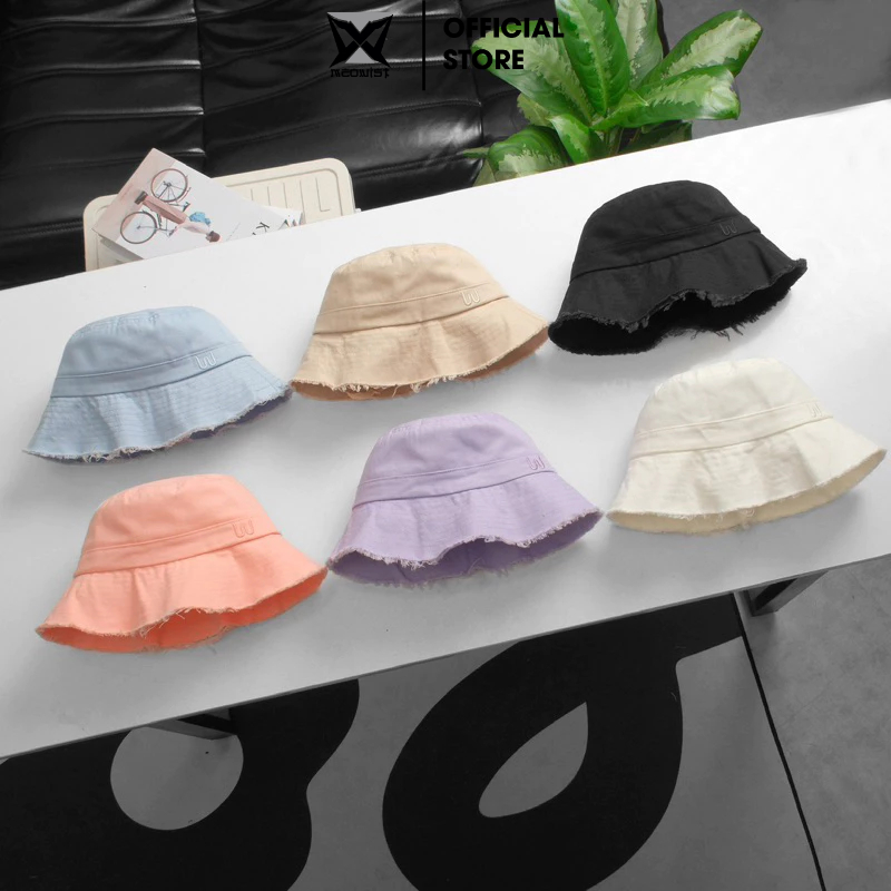 Mũ Nón bucket Meowist cao cấp, nón bucket logo vành rách vải kaki form unisex