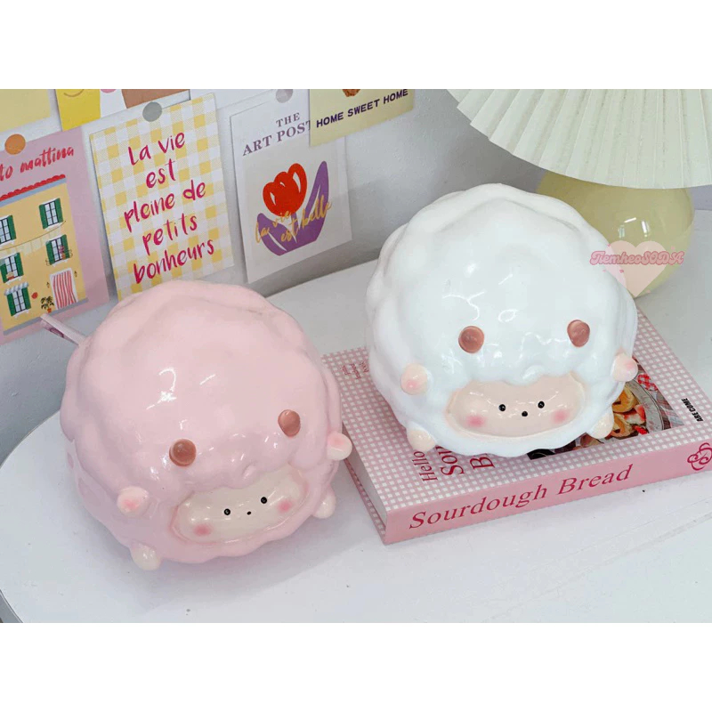 Heo đất tiết kiệm Cừu Mây Bông (C15xD20xR16) đáng yêu | quà tặng, trang trí, lợn đất Tiệm Heo Soda
