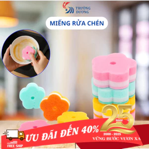 Miếng rửa chén hình bông hoa, bông mút rửa bát siêu sạch kháng khuẩn giao màu ngẫu nhiên