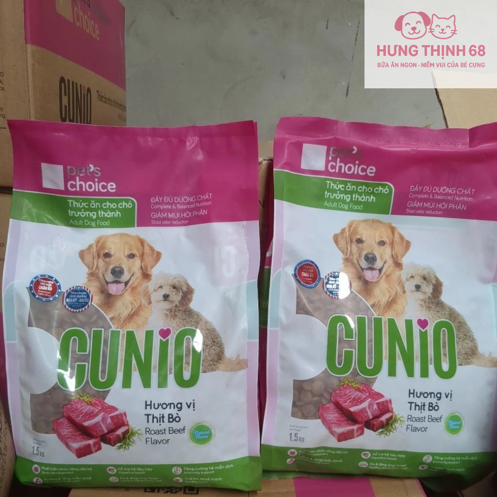 Combo 3kg (1,5kg x 2) thức ăn hạt cho chó lớn vị bò CUNIO. | Shopee ...