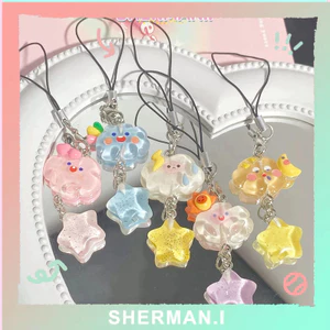 【sherman.i】Dây chuyền điện thoại di động mặt dây chuyền hình dễ thương đám Ba lô quyến rũ