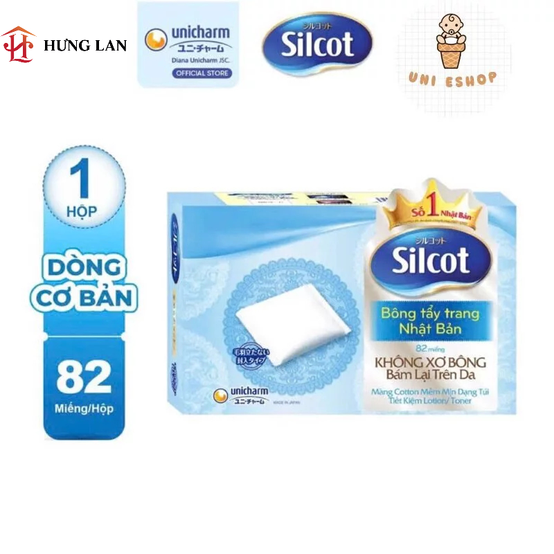 Bông Tẩy Trang SILCOT - Hộp 82 Miếng - Nhập Khẩu Nhật Bản, Mềm Mại và Không Xơ