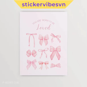 Tranh dán tường fomex, Pink Bow Collection, decor tường, phòng ngủ, có sẵn keo dán 2 mặt, nhận in theo yêu cầu