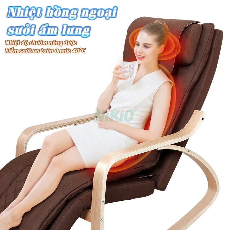 Ghế massage toàn thân bập bênh thư giãn, chất liệu cao cấp, thiết kế sang trọng Nikio NK-155