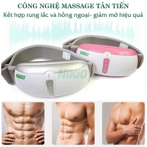 Máy Massage Bụng Rung Lắc Hồng Ngoại Nhật Bản Nikio NK-169DC - Pin sạc - Chính Hãng Màu Hồng