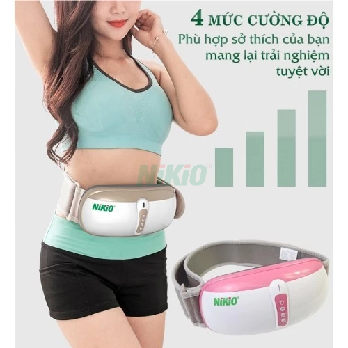 Máy Massage Bụng Rung Lắc Hồng Ngoại Nhật Bản Nikio NK-169DC - Pin sạc - Chính Hãng Màu Hồng