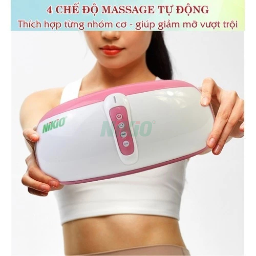 Máy Massage Bụng Rung Lắc Hồng Ngoại Nhật Bản Nikio NK-169DC - Pin sạc - Chính Hãng Màu Hồng