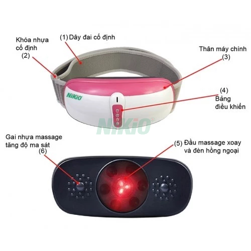 Đai Matxa Giảm Mỡ Bụng Và Toàn Thân Nikio NK-169AC Tích Hợp 3in1 Rung Lắc, Xoay 360 độ, Hồng Ngoại