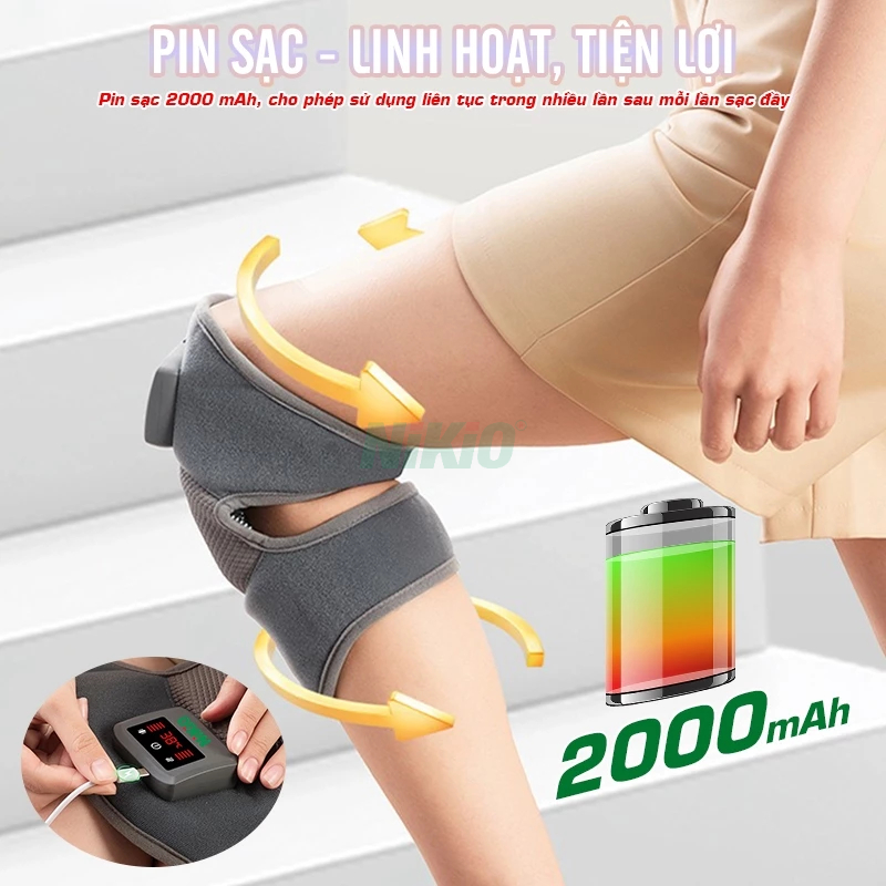 Máy massage đầu gối Nikio NK-185D - Rung chườm ấm 5 mức, massage vai, khuỷu tay hỗ trợ giảm đau