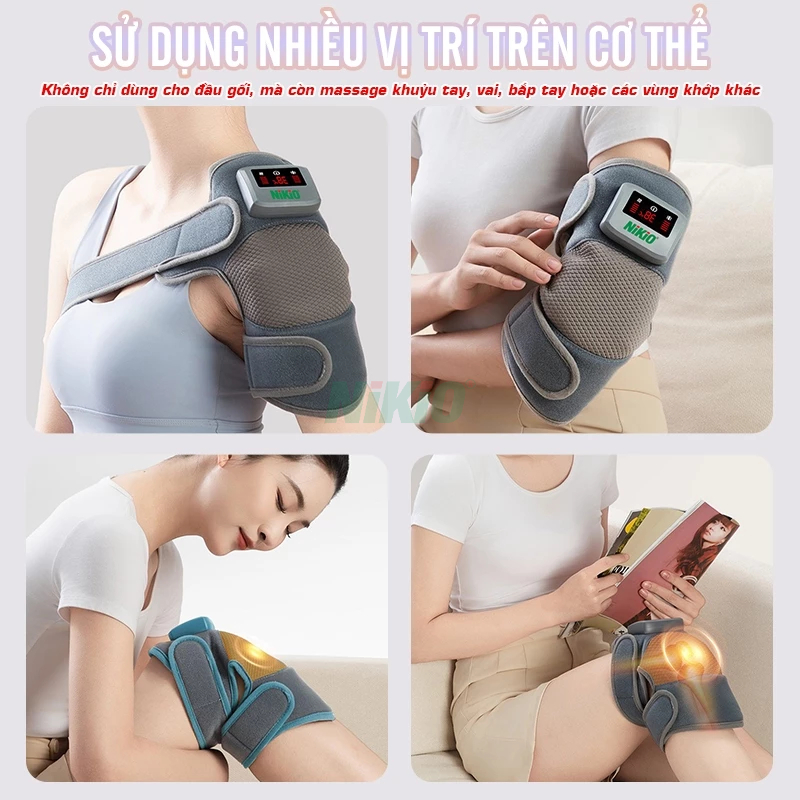 Máy massage đầu gối Nikio NK-185D - Rung chườm ấm 5 mức, massage vai, khuỷu tay hỗ trợ giảm đau