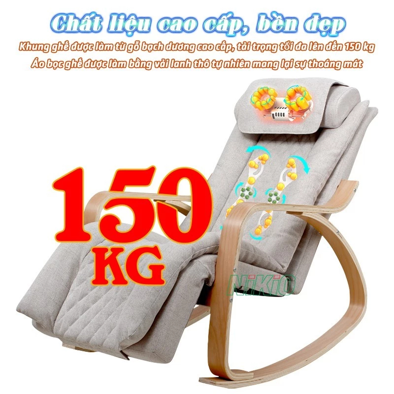 Ghế massage toàn thân bập bênh thư giãn, chất liệu cao cấp, thiết kế sang trọng Nikio NK-155