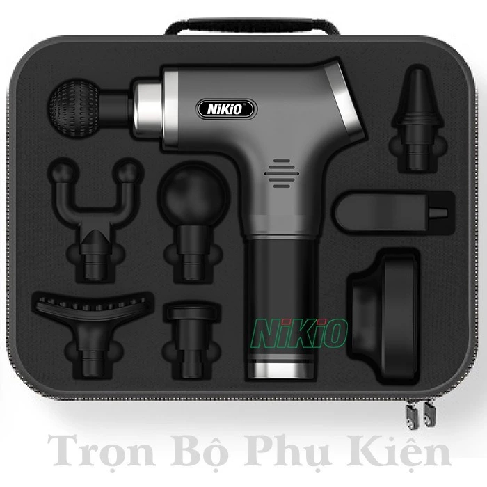 Súng Massage Giảm Căng Cơ Đau Nhức Nikio Nhật Bản NK-171 - 6 đầu, 5 chế độ mát xa