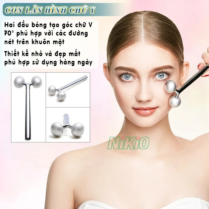 Con Lăn Massage Nâng Cơ Mặt 3D Tạo Cầm Vline, Cải Thiện Nếp Nhăn Nikio NK-125G