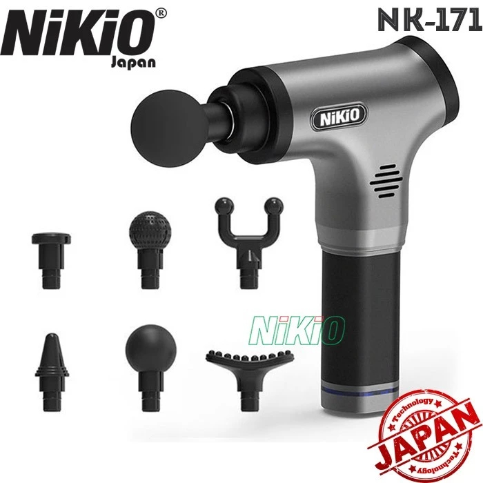 Súng Massage Giảm Căng Cơ Đau Nhức Nikio Nhật Bản NK-171 - 6 đầu, 5 chế độ mát xa